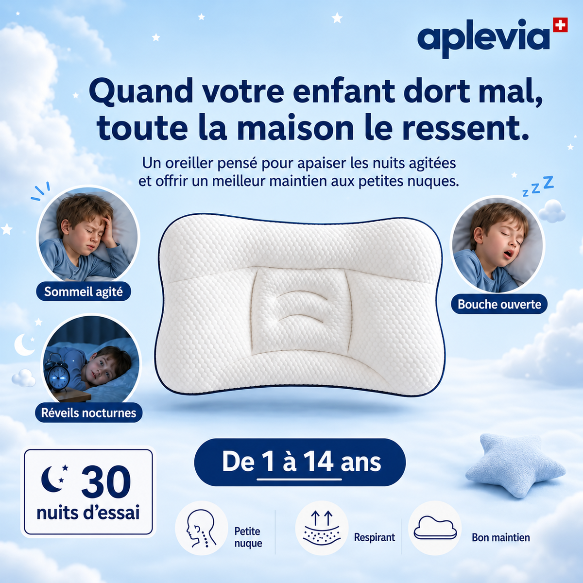 Oreiller ergonomique pour enfant